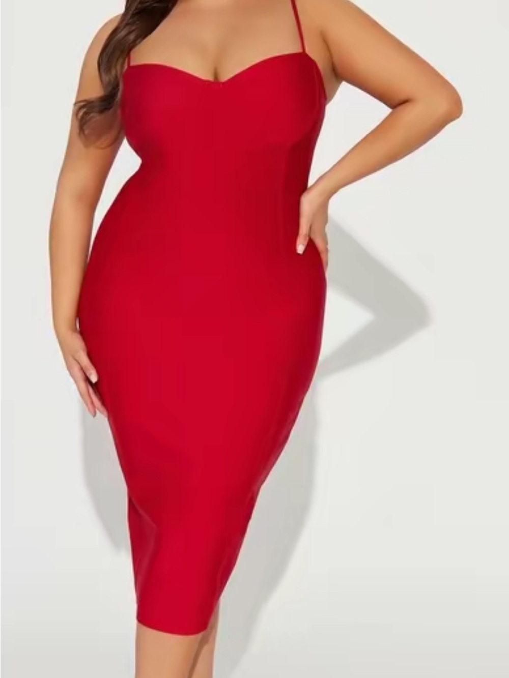 Fashion Nova Red Spaghetti Strap Midi Dress